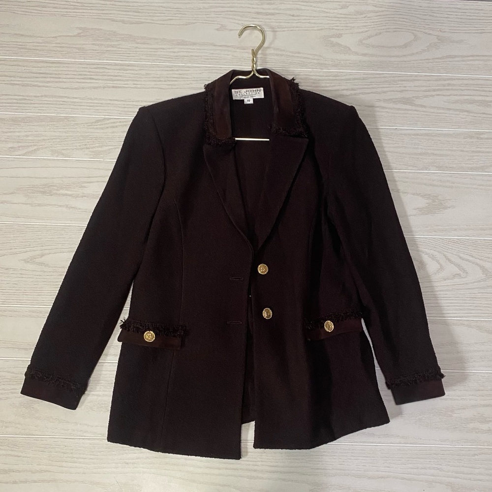 St. John Black Blazer with Gold Buttons